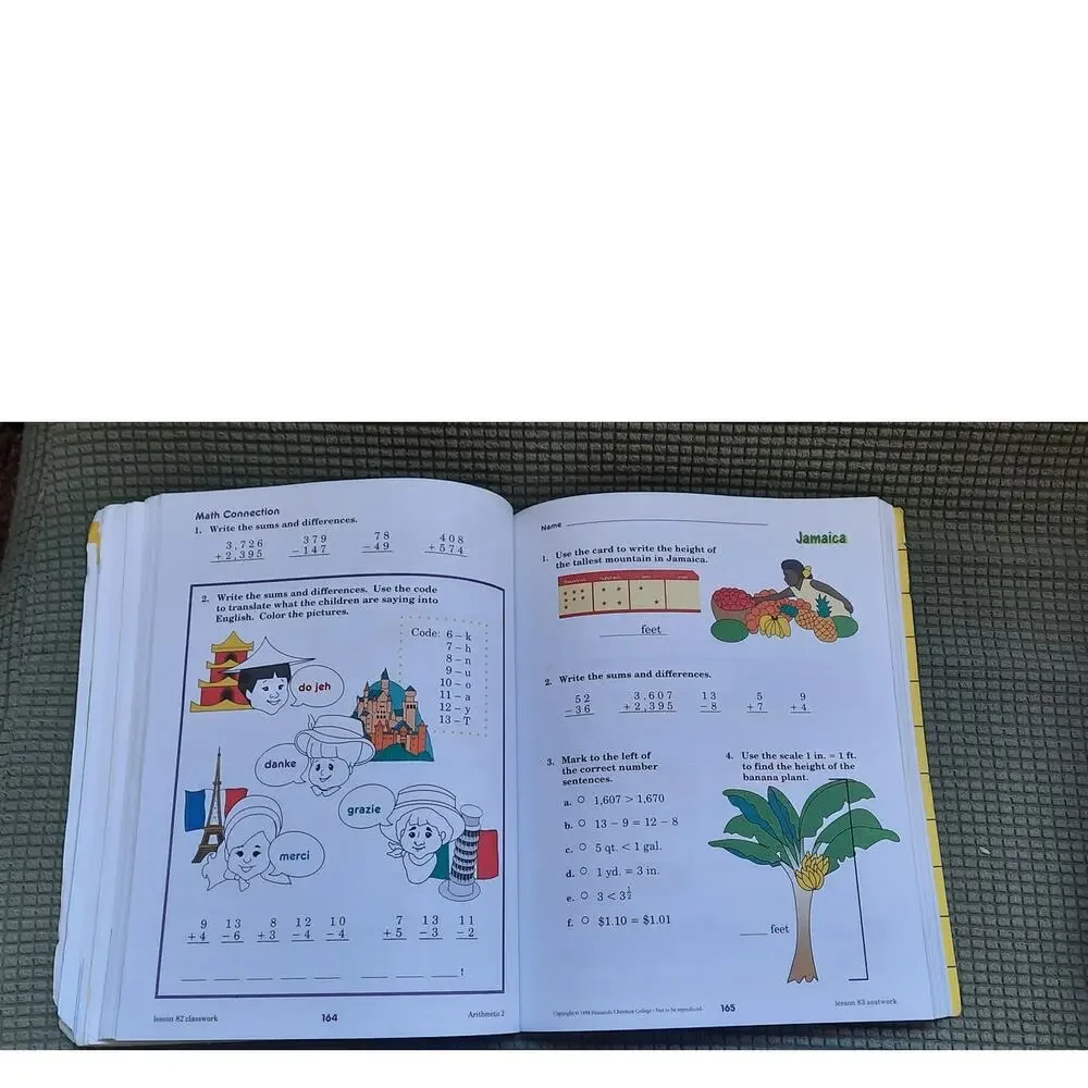 Abeka Math Arithmetic 2 Work Text Quiz Tests Speed Drills Answer Key Teacher Set